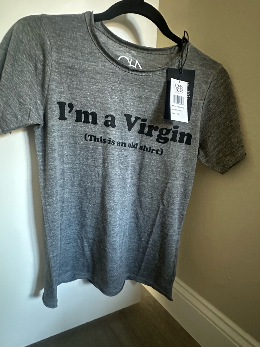 Chaser Gray Graphic Tee "I'm a Virgin" Short Sleeve
